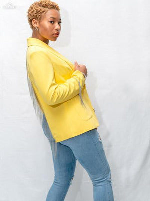 Split Back Fringe Blazer